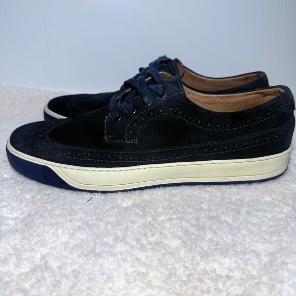 Johnston Murphy Elliston Wingtip Blue Suede Sneakers w/ Brogue Detailing Men 9.5 - Picture 2 of 8
